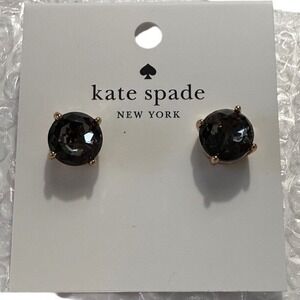 Kate Spade New York Gumdrop Stud Earrings Black Diamond Gold Tone OORU0667 New